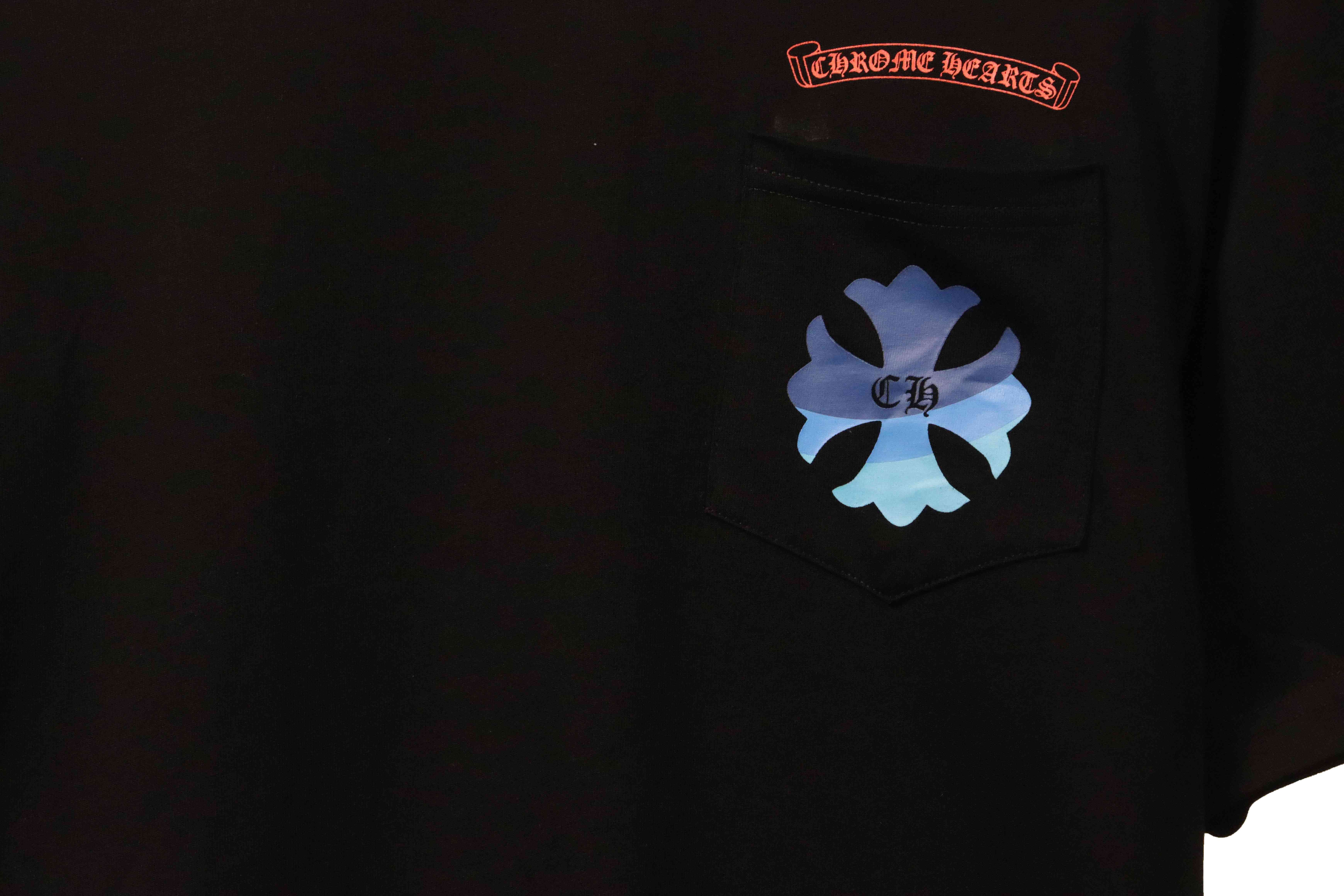 Chrome Hearts Blue Pocket Sanskrit Printed Short Sleeve Black