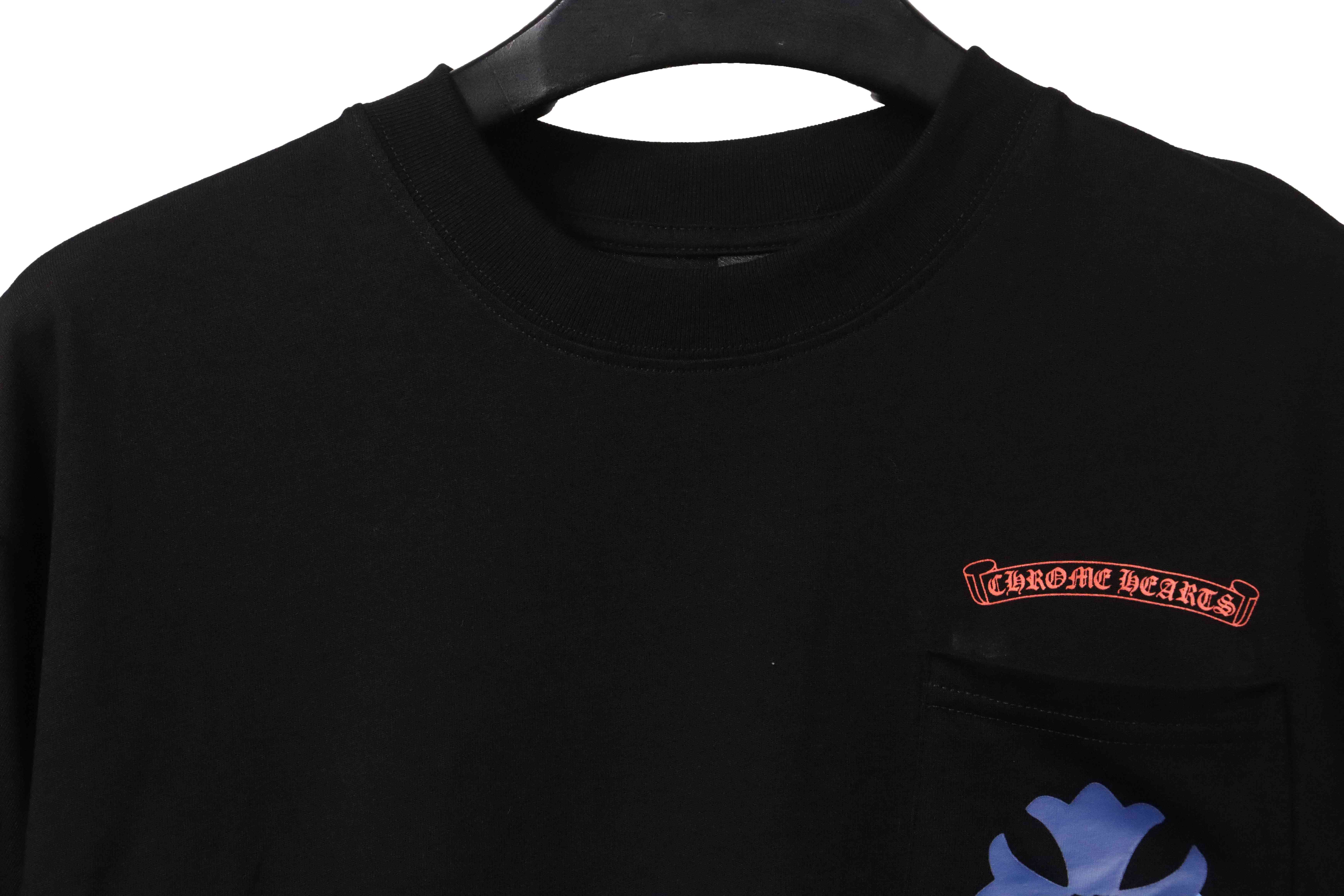 Chrome Hearts Blue Pocket Sanskrit Printed Short Sleeve Black