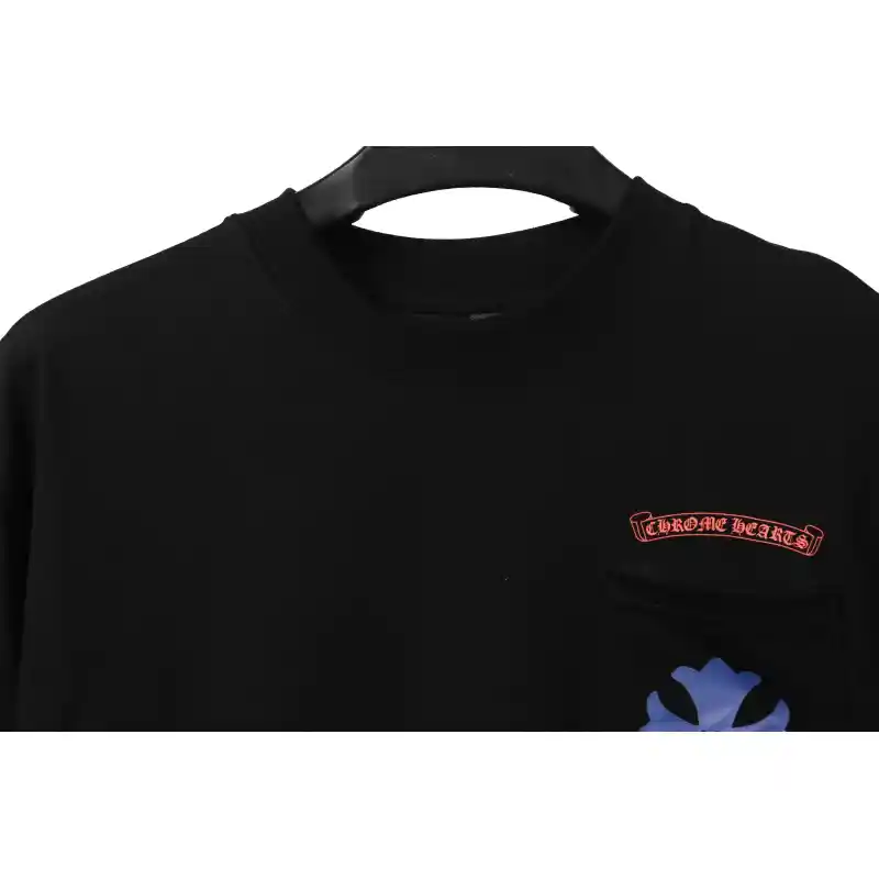 Chrome Hearts Blue Pocket Sanskrit Printed Short Sleeve Black