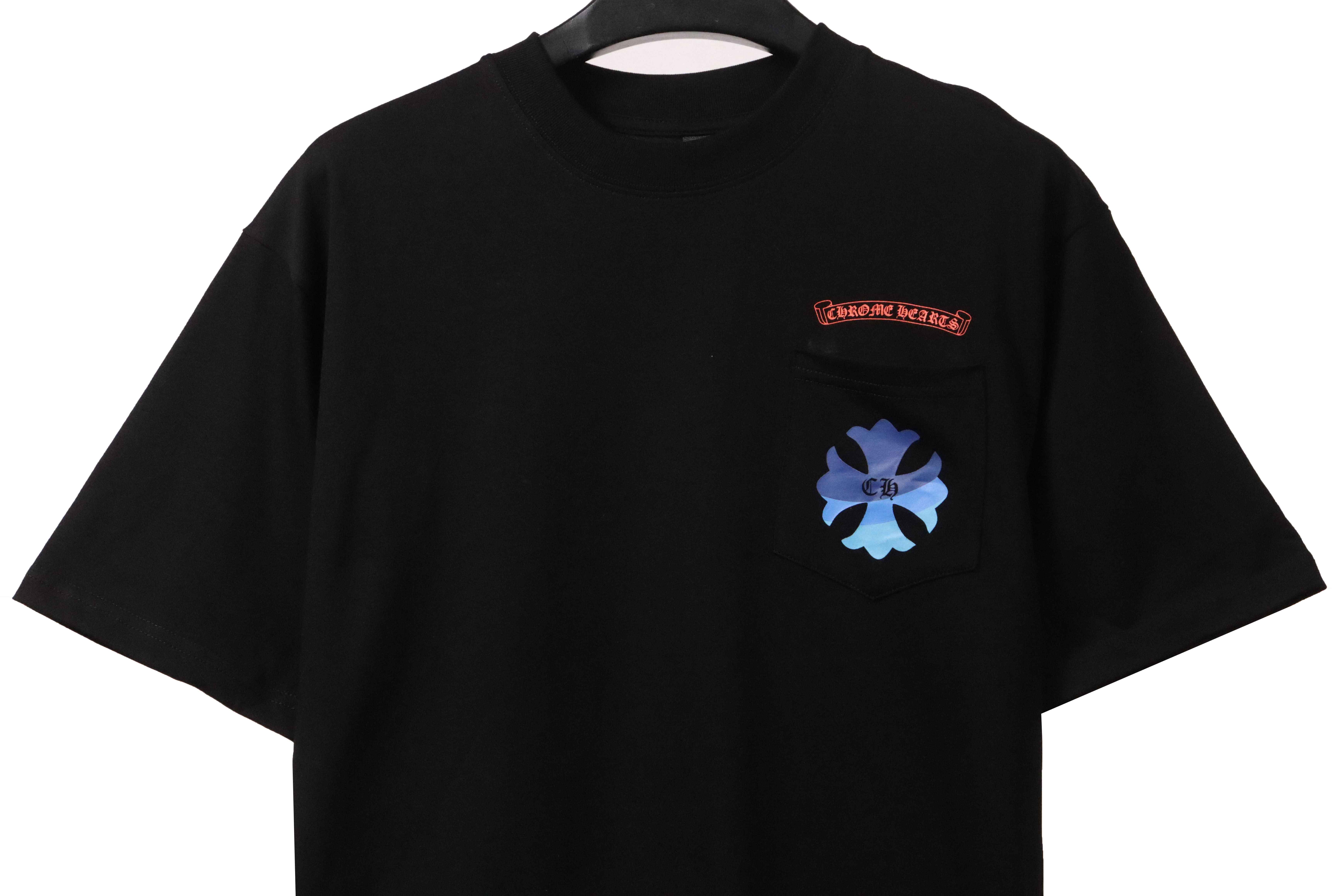 Chrome Hearts Blue Pocket Sanskrit Printed Short Sleeve Black