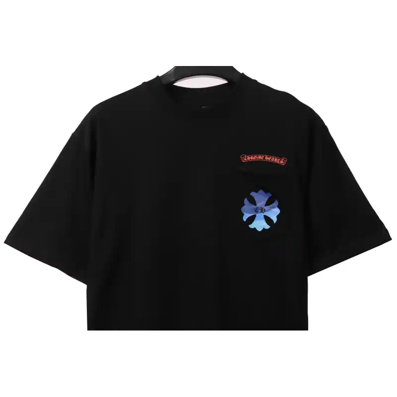 Chrome Hearts Blue Pocket Sanskrit Printed Short Sleeve Black