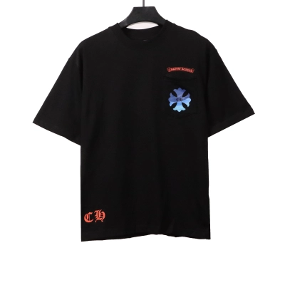 Chrome Hearts Blue Pocket Sanskrit Printed Short Sleeve Black 01