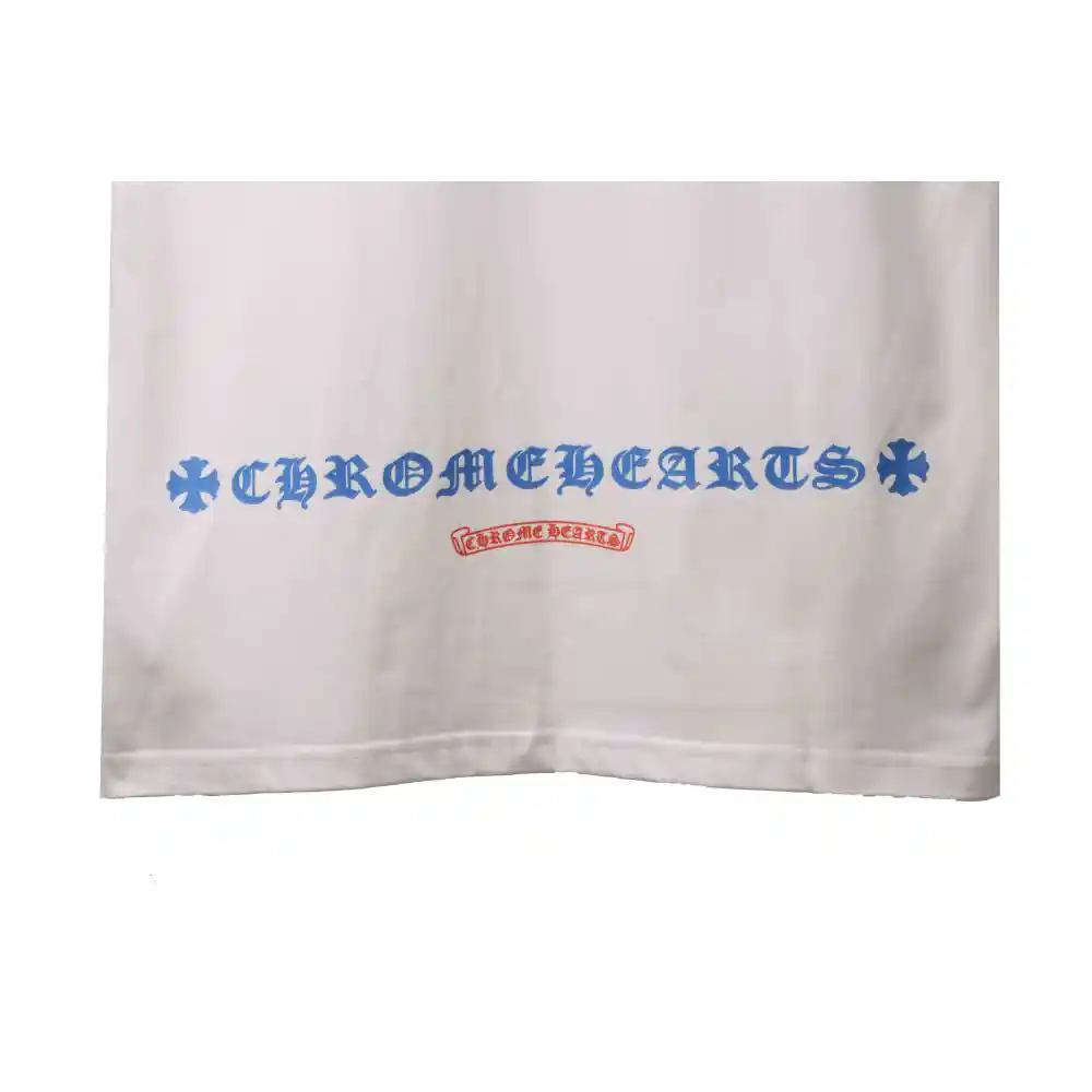Chrome Hearts Blue Pocket Sanskrit Printed Short Sleeve White