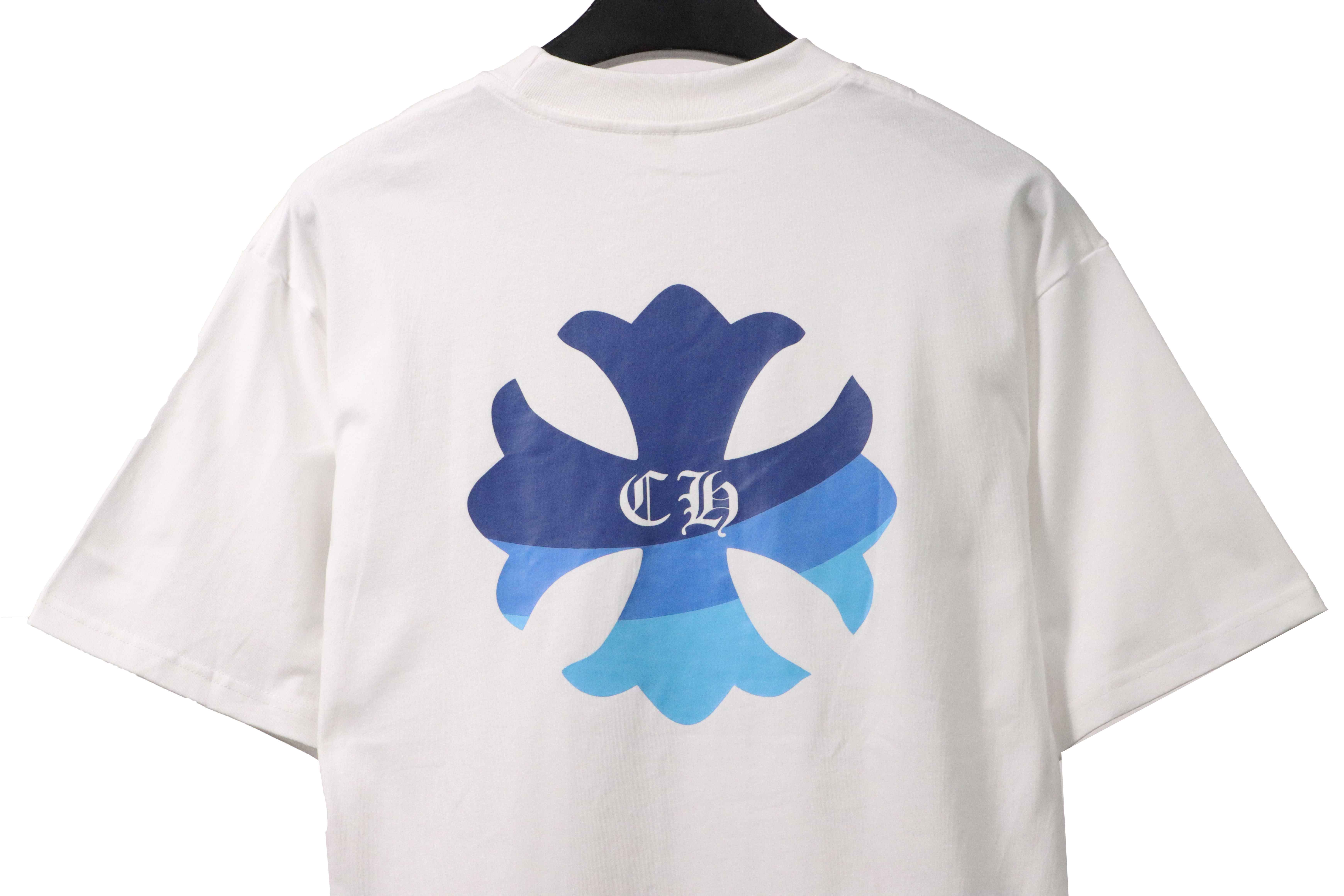 Chrome Hearts Blue Pocket Sanskrit Printed Short Sleeve White