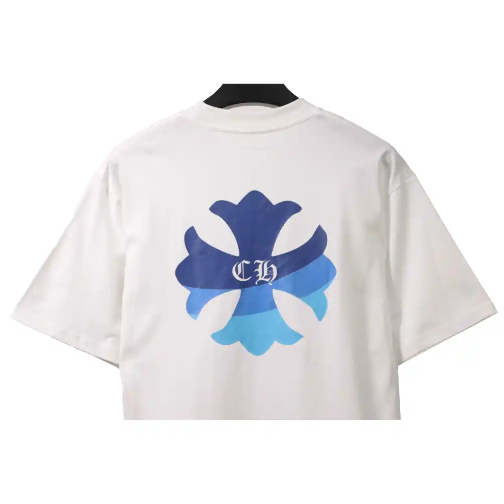 Chrome Hearts Blue Pocket Sanskrit Printed Short Sleeve White
