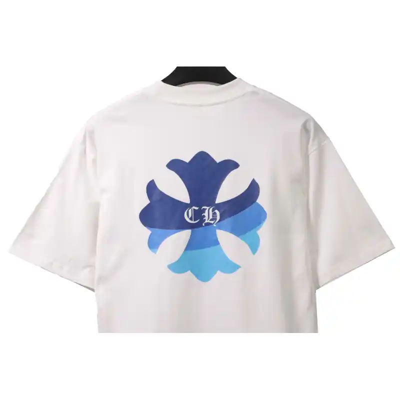 Chrome Hearts Blue Pocket Sanskrit Printed Short Sleeve White