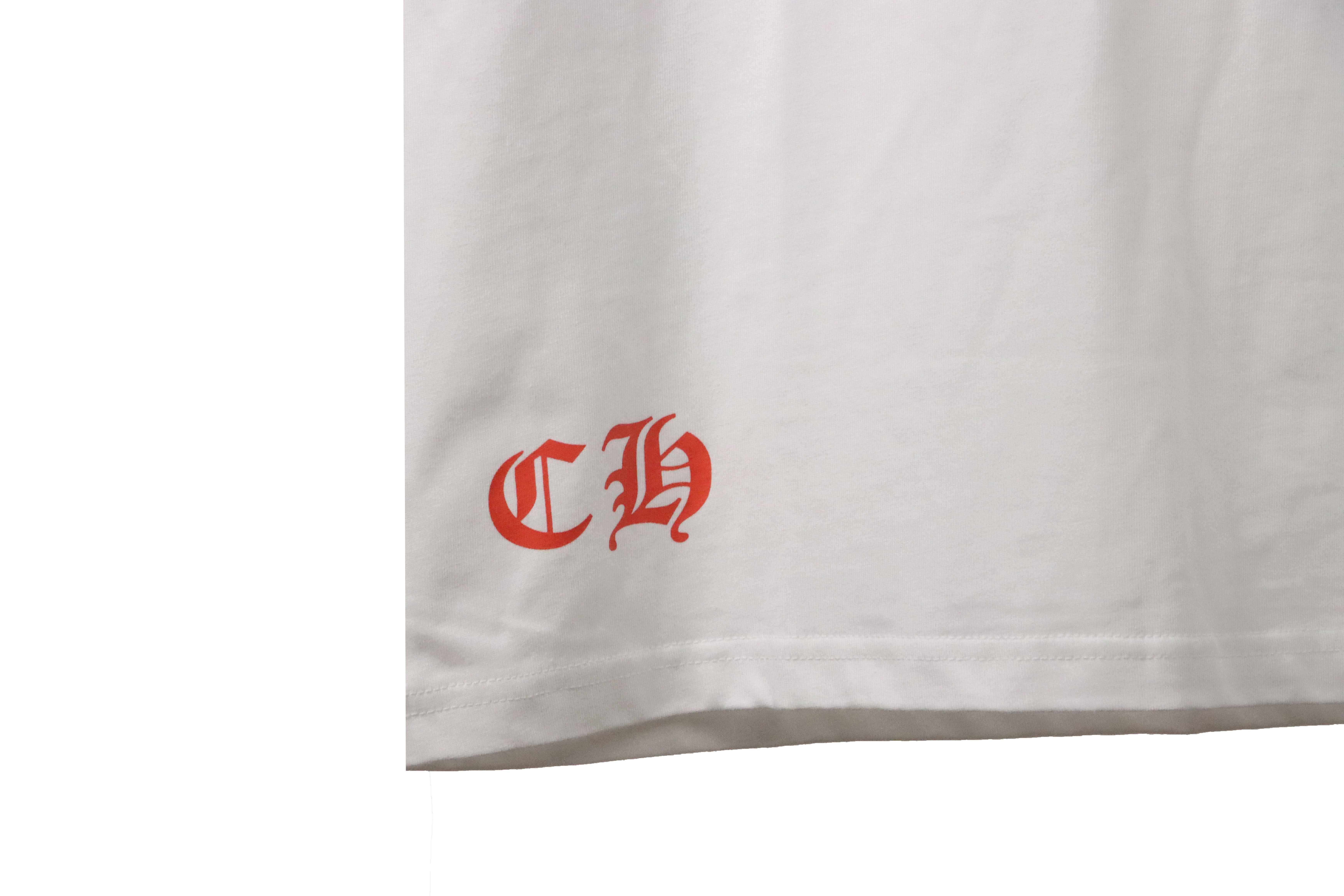 Chrome Hearts Blue Pocket Sanskrit Printed Short Sleeve White