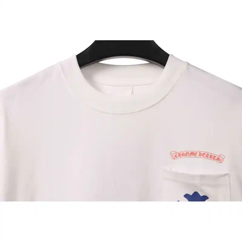 Chrome Hearts Blue Pocket Sanskrit Printed Short Sleeve White