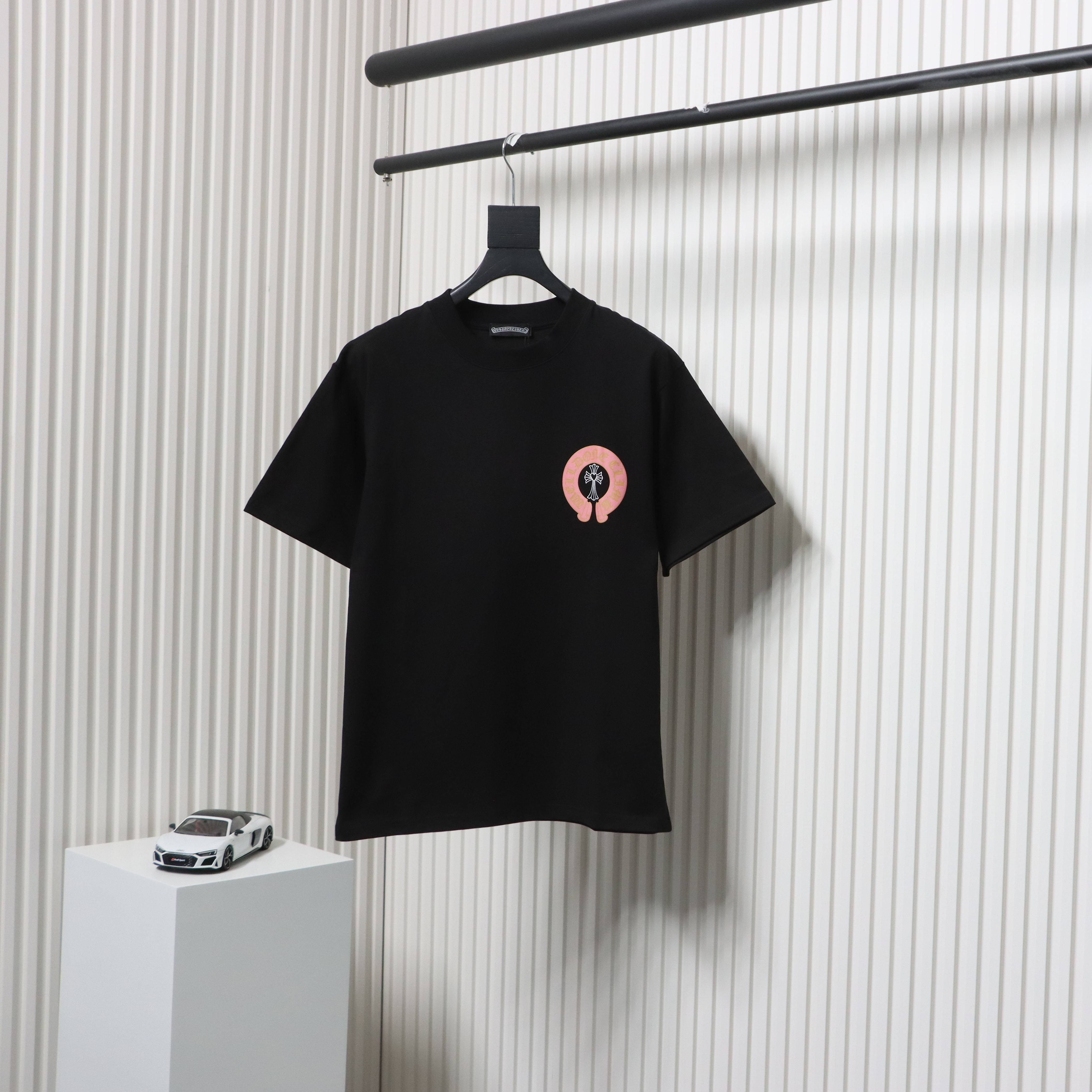 Chrome Hearts CH Sanskrit Cross Round Short Sleeve T-shirt Black