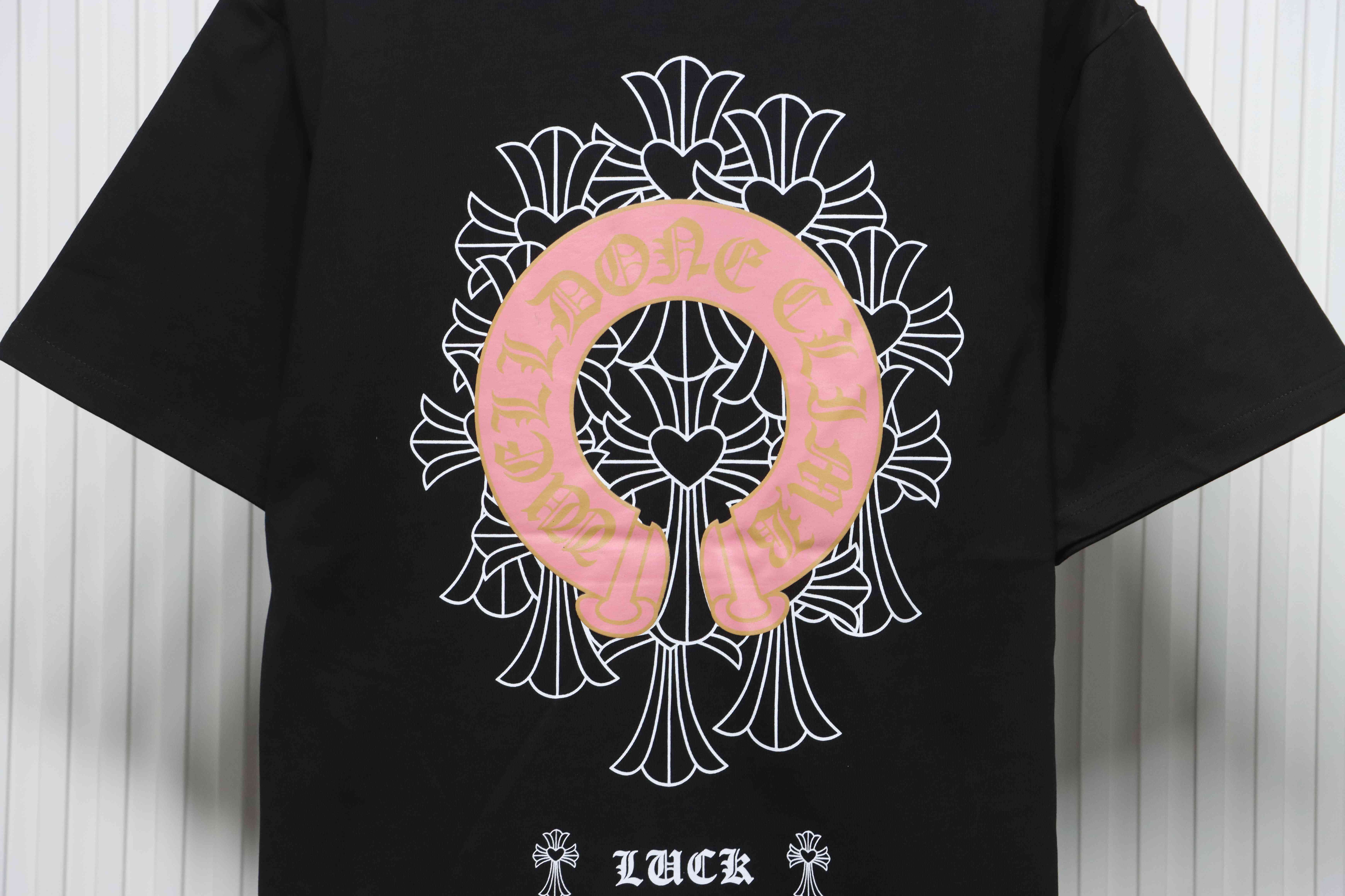 Chrome Hearts CH Sanskrit Cross Round Short Sleeve T-shirt Black