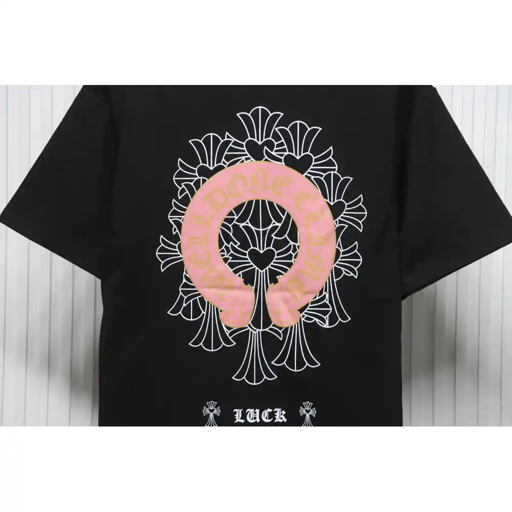 Chrome Hearts CH Sanskrit Cross Round Short Sleeve T-shirt Black
