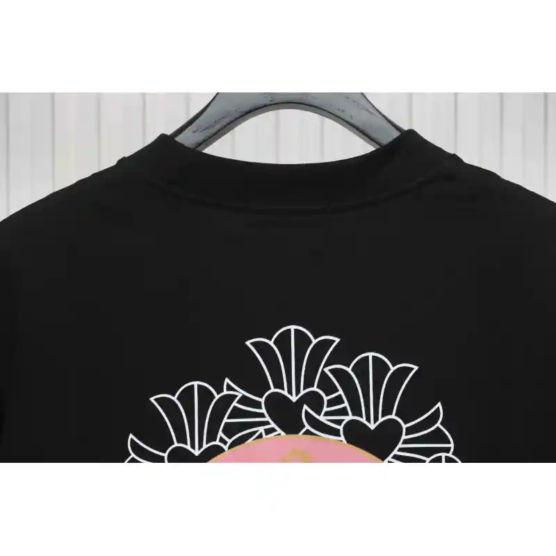 Chrome Hearts CH Sanskrit Cross Round Short Sleeve T-shirt Black