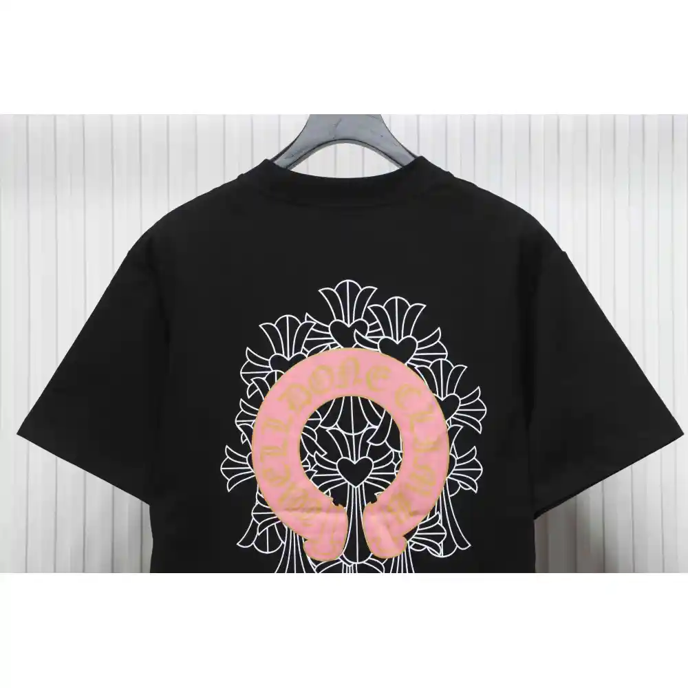Chrome Hearts CH Sanskrit Cross Round Short Sleeve T-shirt Black