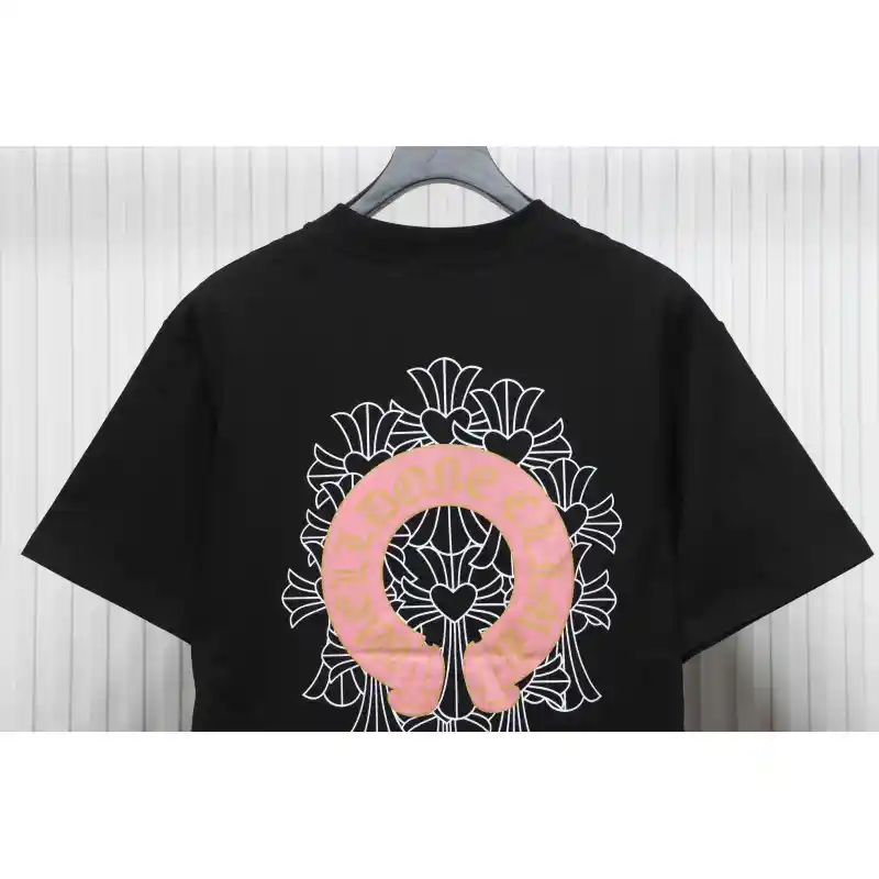 Chrome Hearts CH Sanskrit Cross Round Short Sleeve T-shirt Black