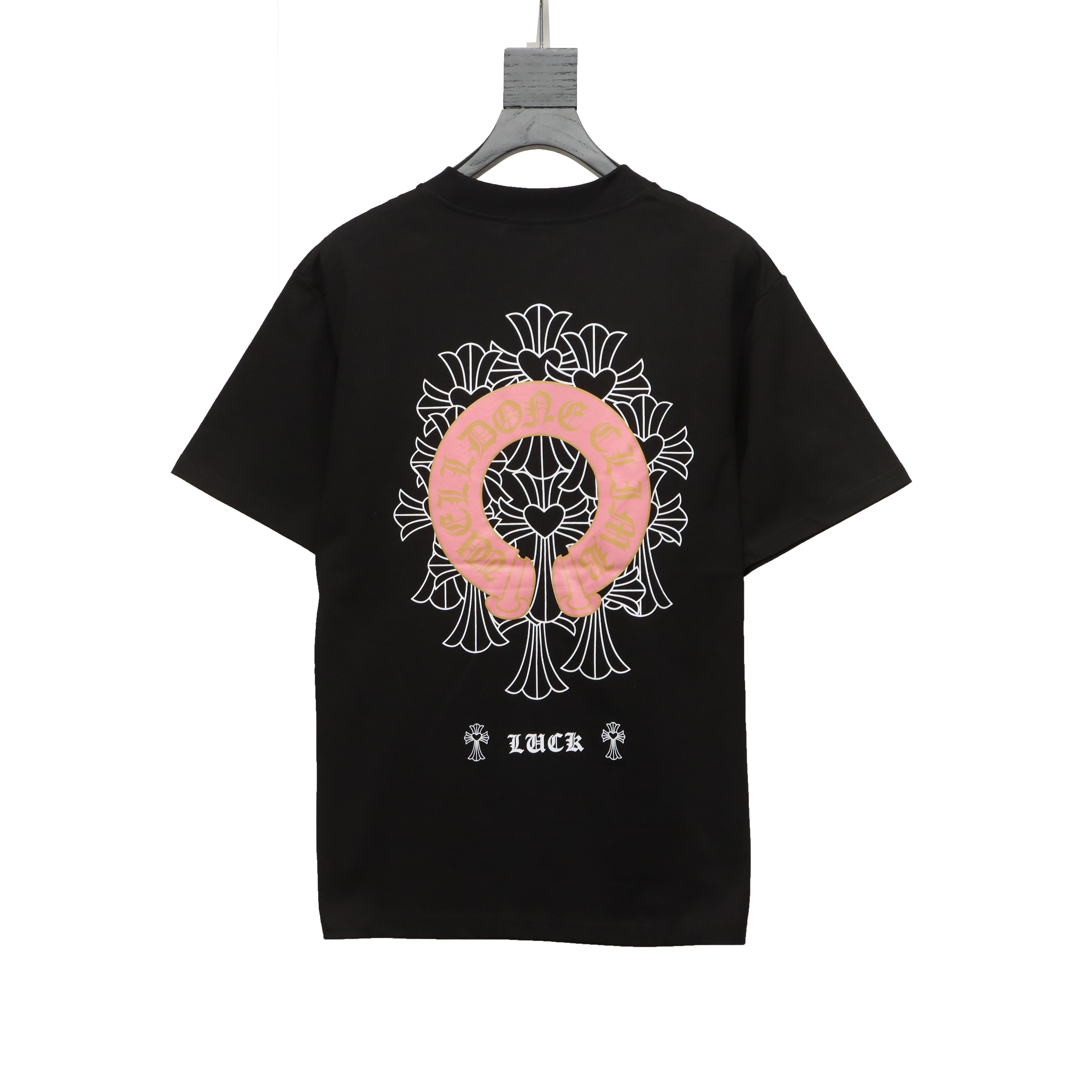 Chrome Hearts CH Sanskrit Cross Round Short Sleeve T-shirt Black