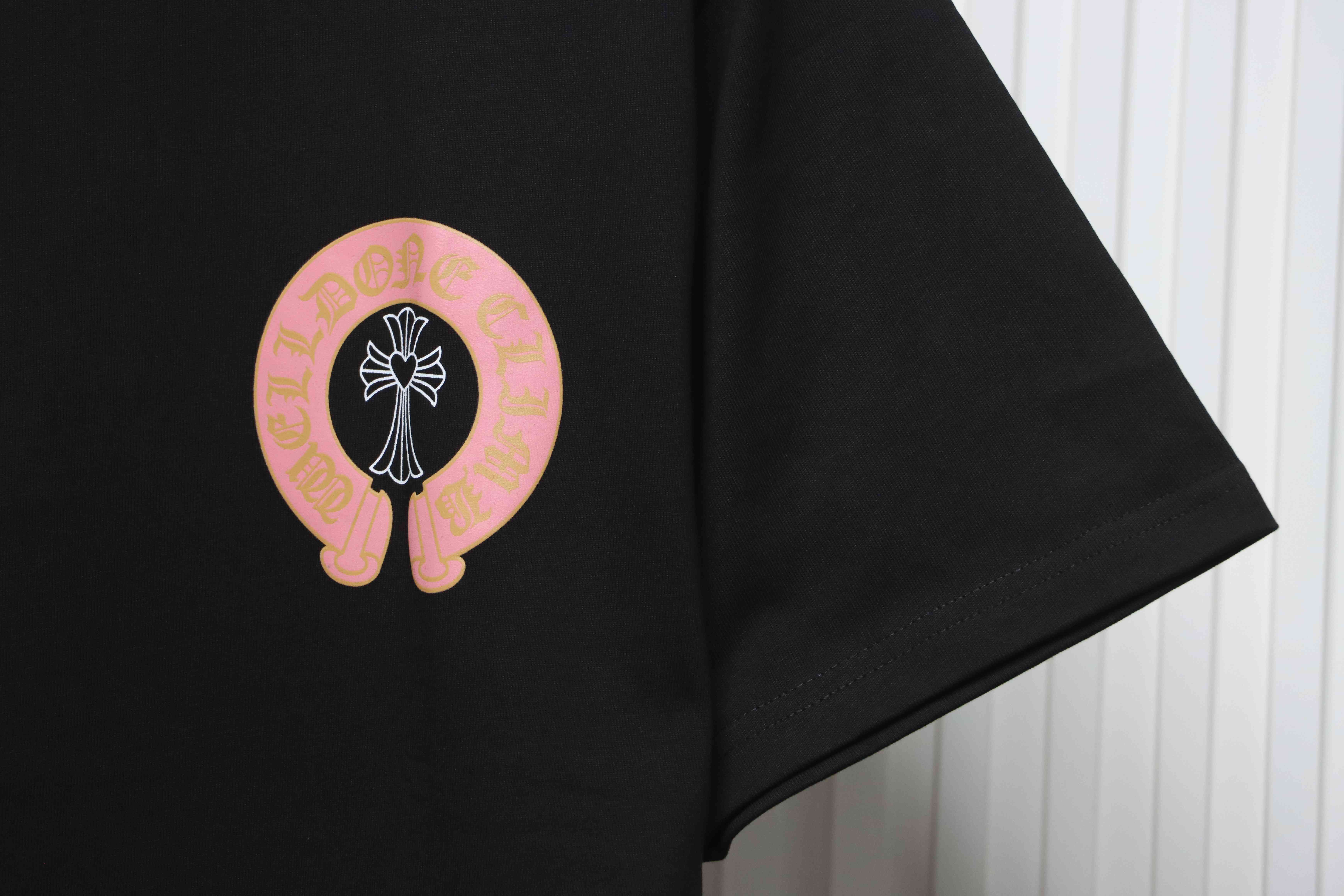 Chrome Hearts CH Sanskrit Cross Round Short Sleeve T-shirt Black