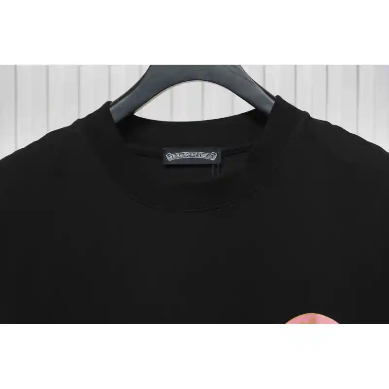 Chrome Hearts CH Sanskrit Cross Round Short Sleeve T-shirt Black