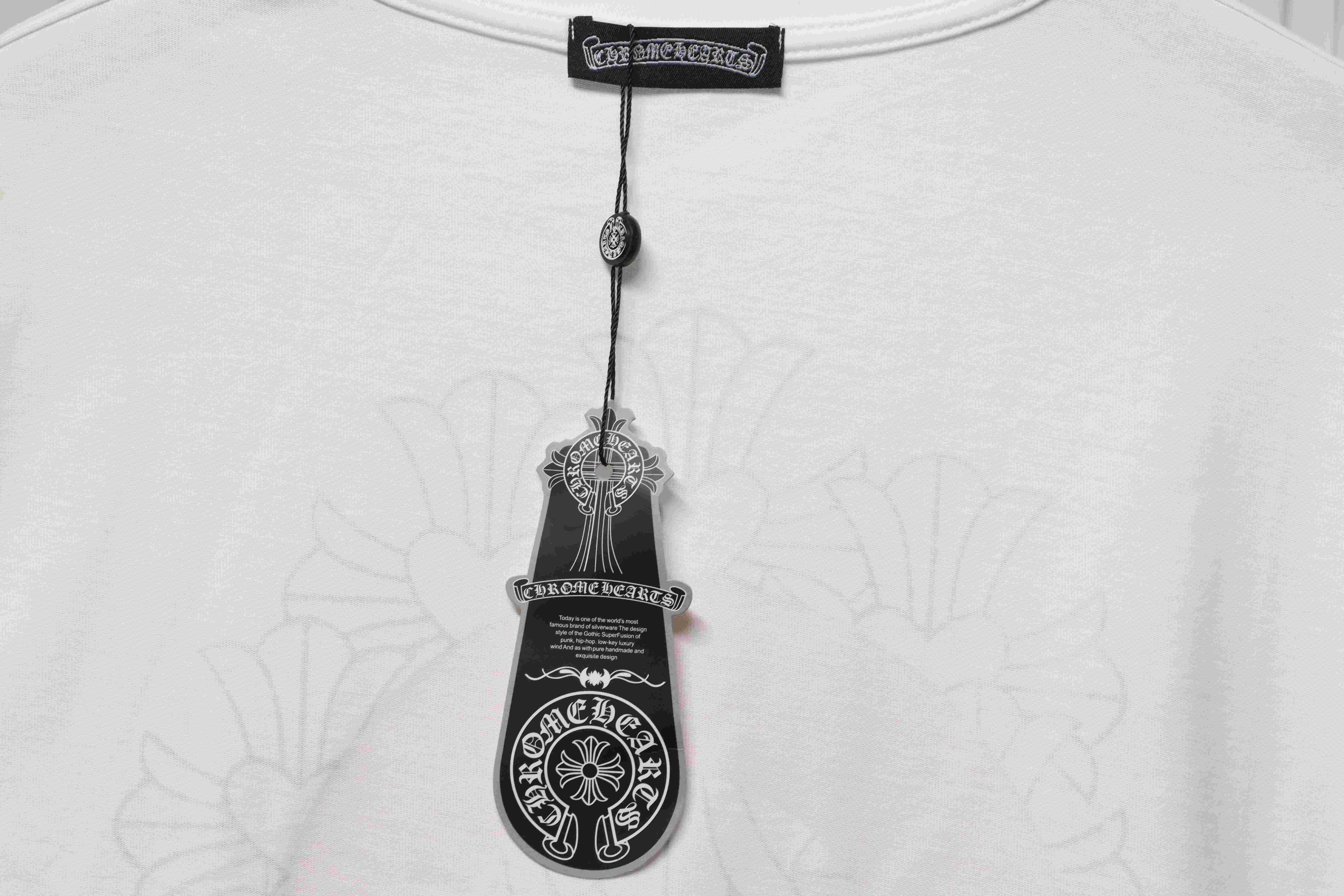 Chrome Hearts CH Sanskrit Cross Round Short Sleeve T-shirt White