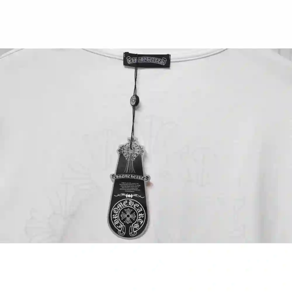 Chrome Hearts CH Sanskrit Cross Round Short Sleeve T-shirt White