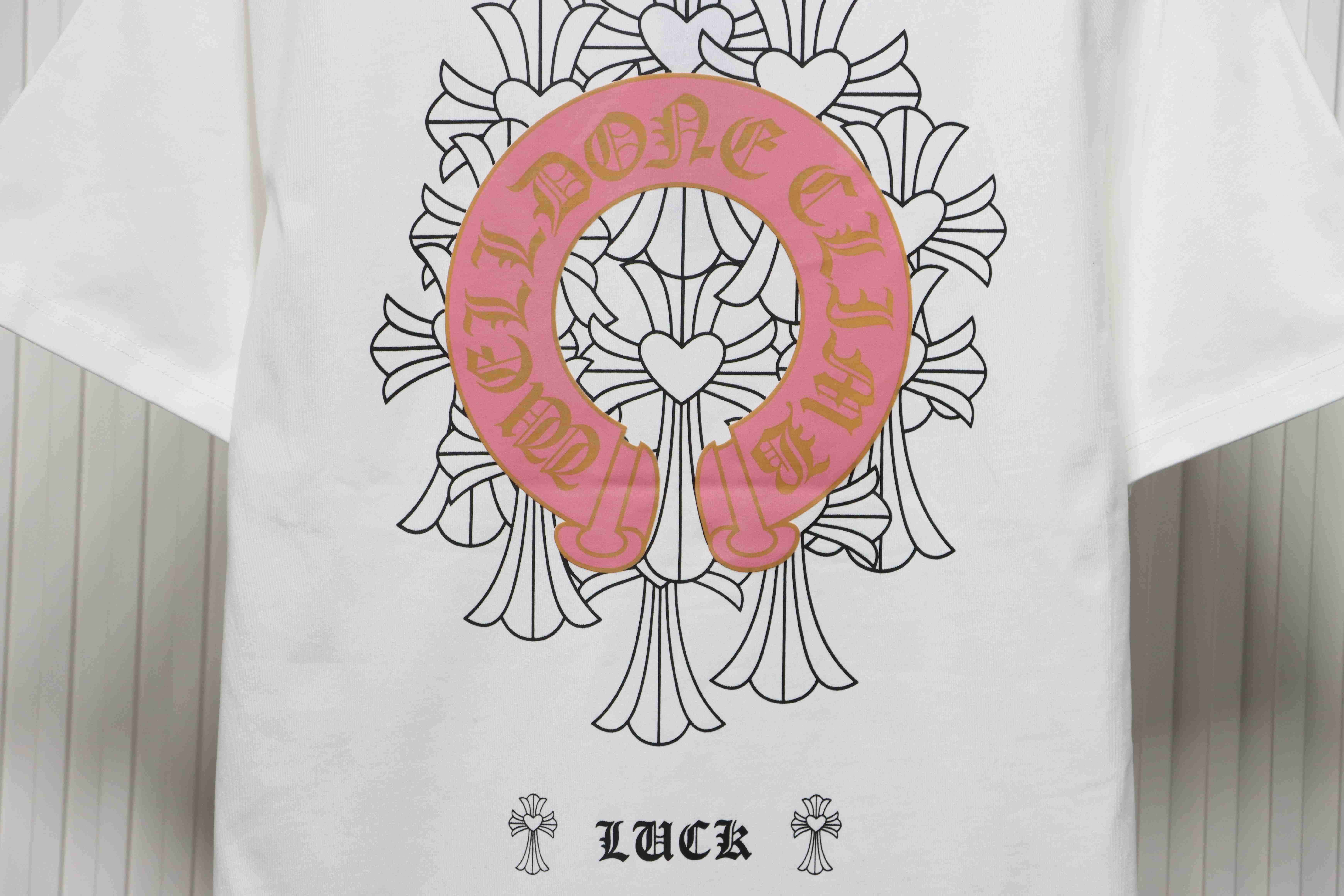 Chrome Hearts CH Sanskrit Cross Round Short Sleeve T-shirt White