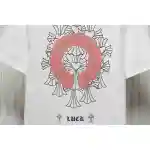 Chrome Hearts CH Sanskrit Cross Round Short Sleeve T-shirt White