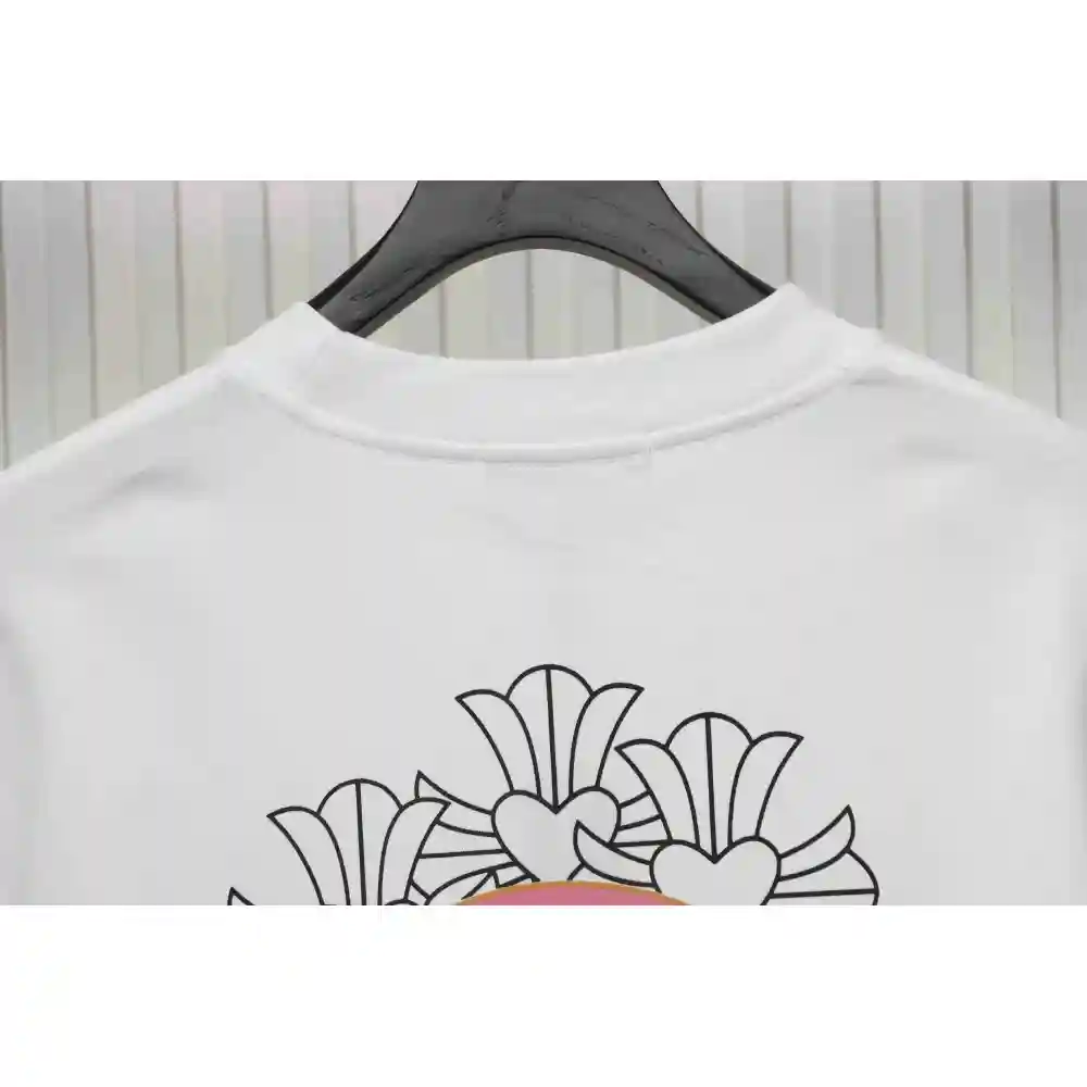 Chrome Hearts CH Sanskrit Cross Round Short Sleeve T-shirt White