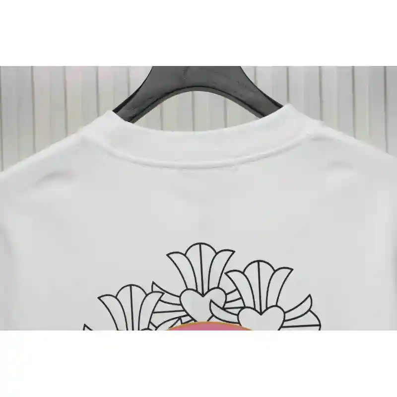 Chrome Hearts CH Sanskrit Cross Round Short Sleeve T-shirt White