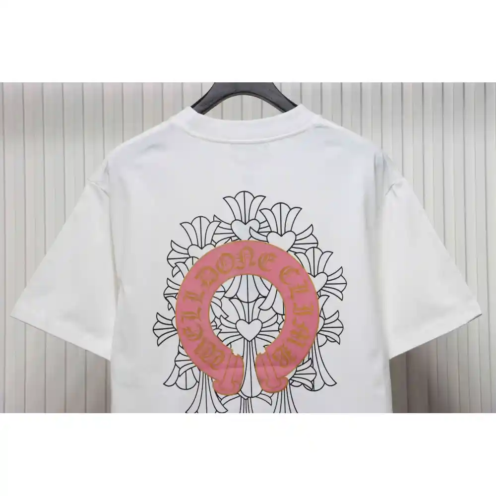Chrome Hearts CH Sanskrit Cross Round Short Sleeve T-shirt White
