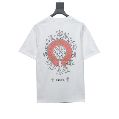 Chrome Hearts CH Sanskrit Cross Round Short Sleeve T-shirt White 02
