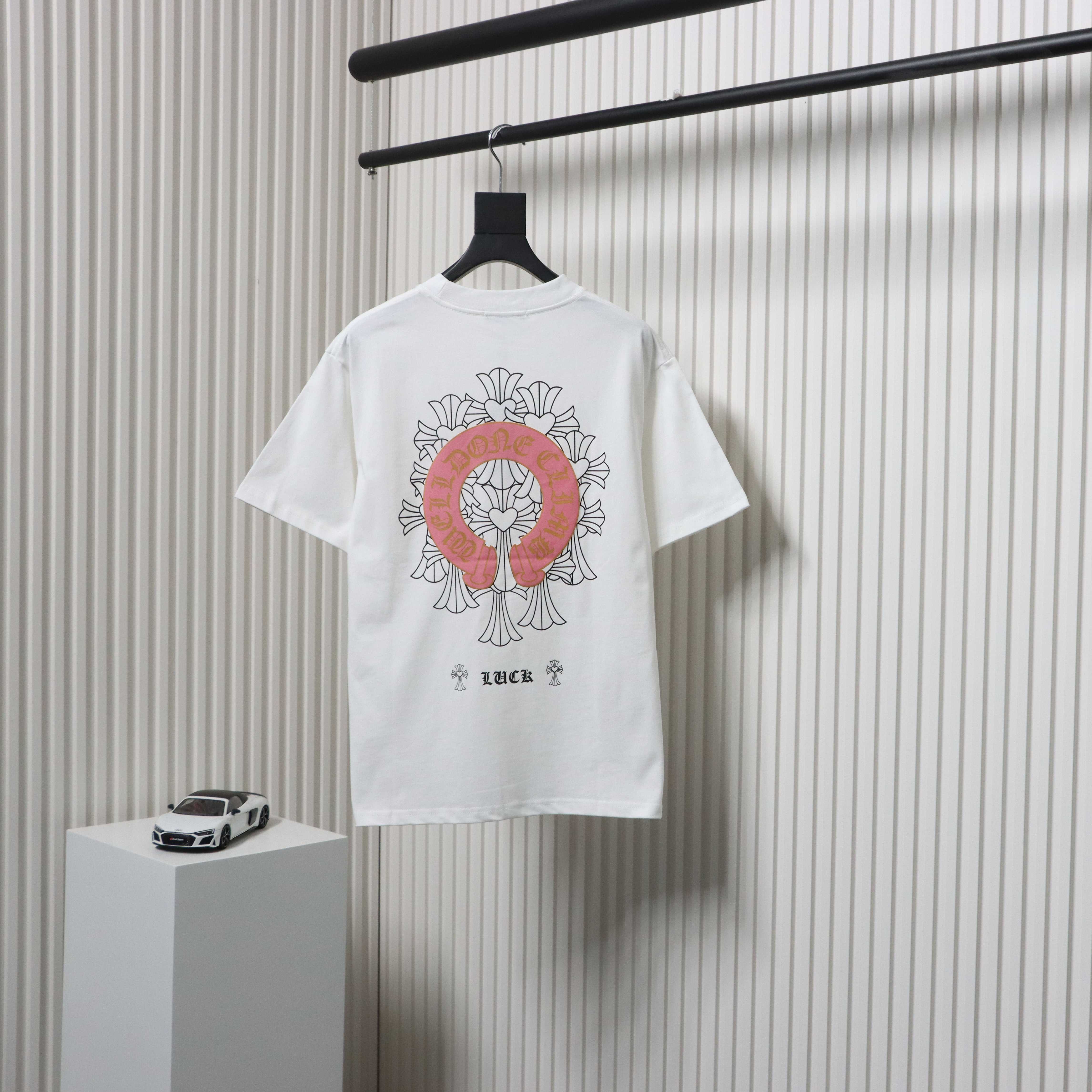 Chrome Hearts CH Sanskrit Cross Round Short Sleeve T-shirt White