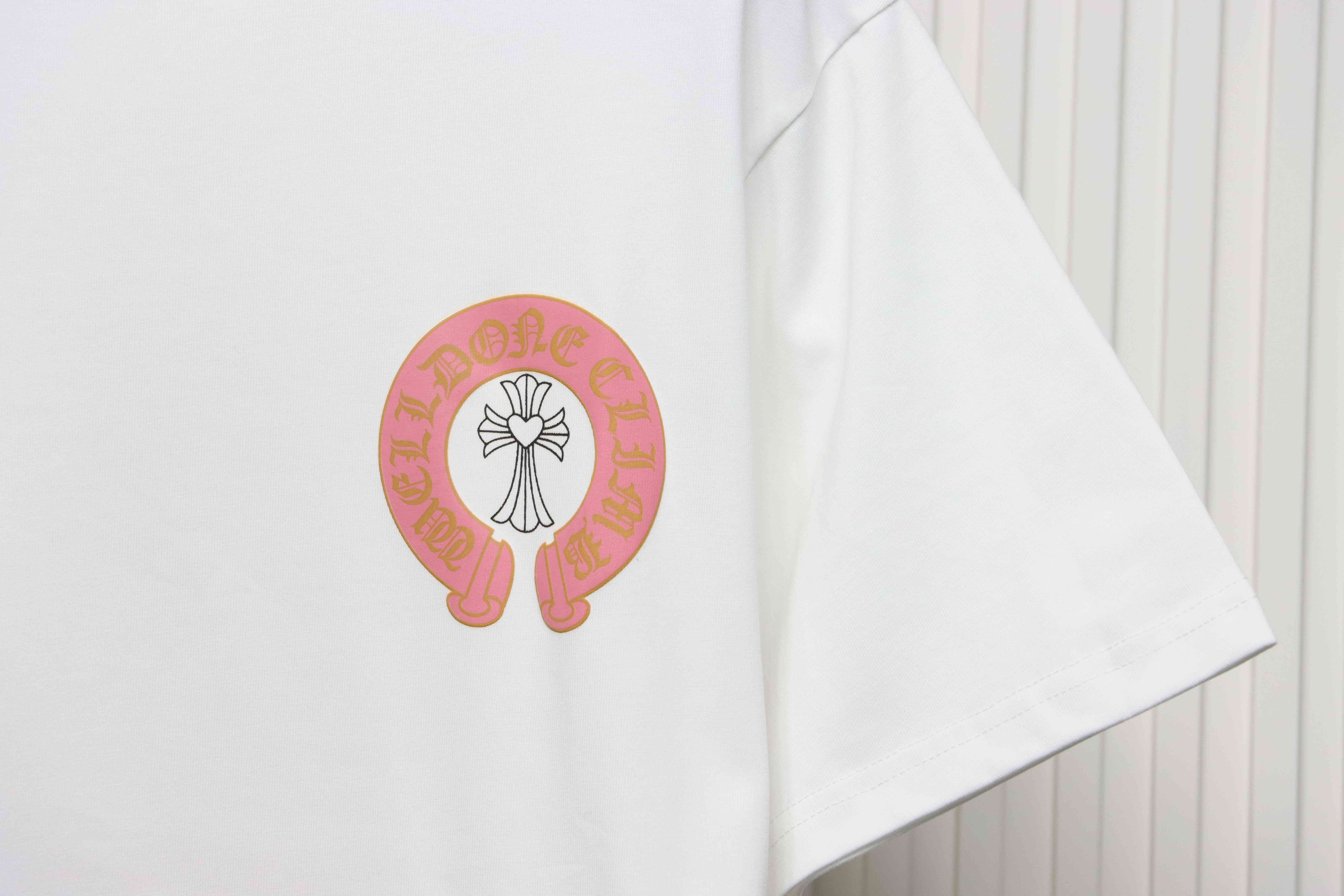 Chrome Hearts CH Sanskrit Cross Round Short Sleeve T-shirt White