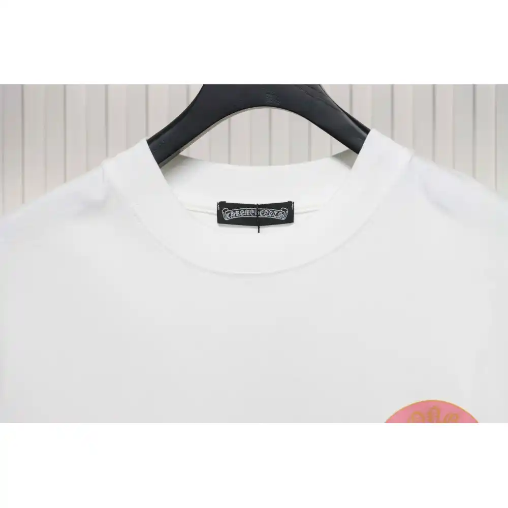 Chrome Hearts CH Sanskrit Cross Round Short Sleeve T-shirt White