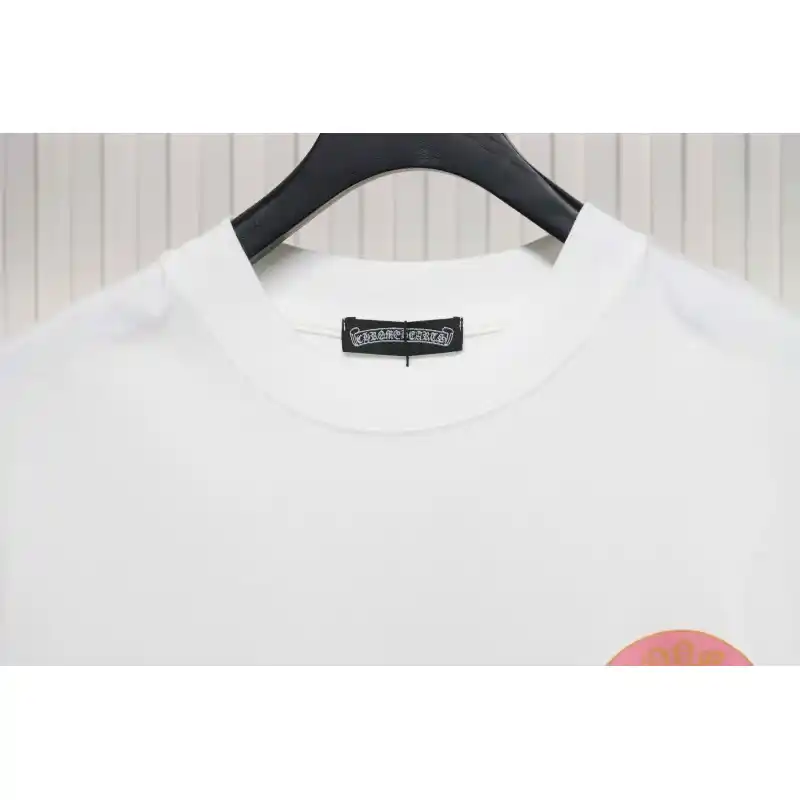 Chrome Hearts CH Sanskrit Cross Round Short Sleeve T-shirt White