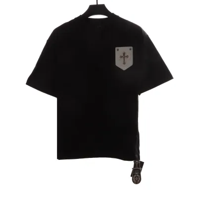 Chrome Hearts chest leather label cross silver short sleeve black 01