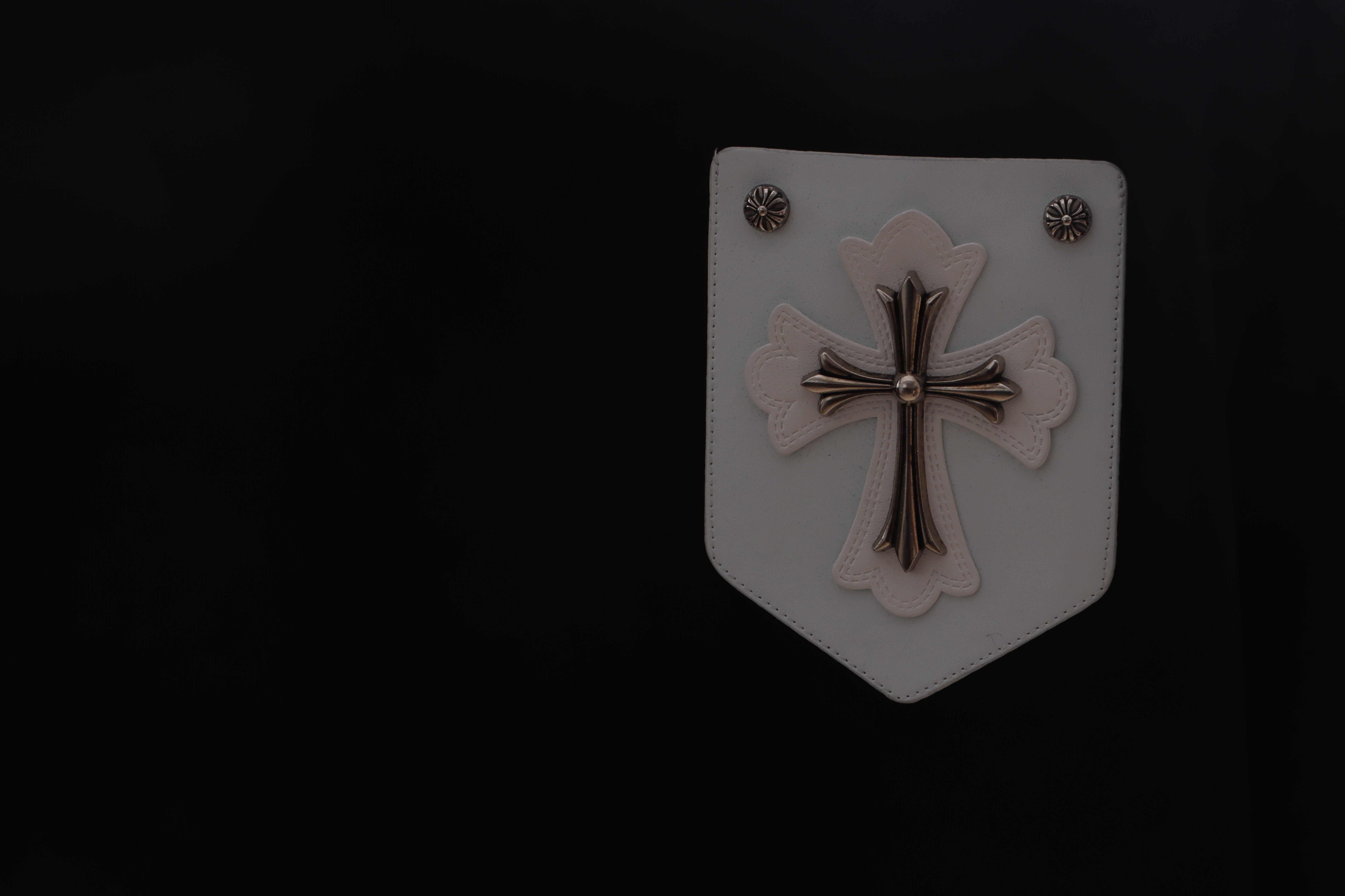 Chrome Hearts chest leather label cross silver short sleeve black