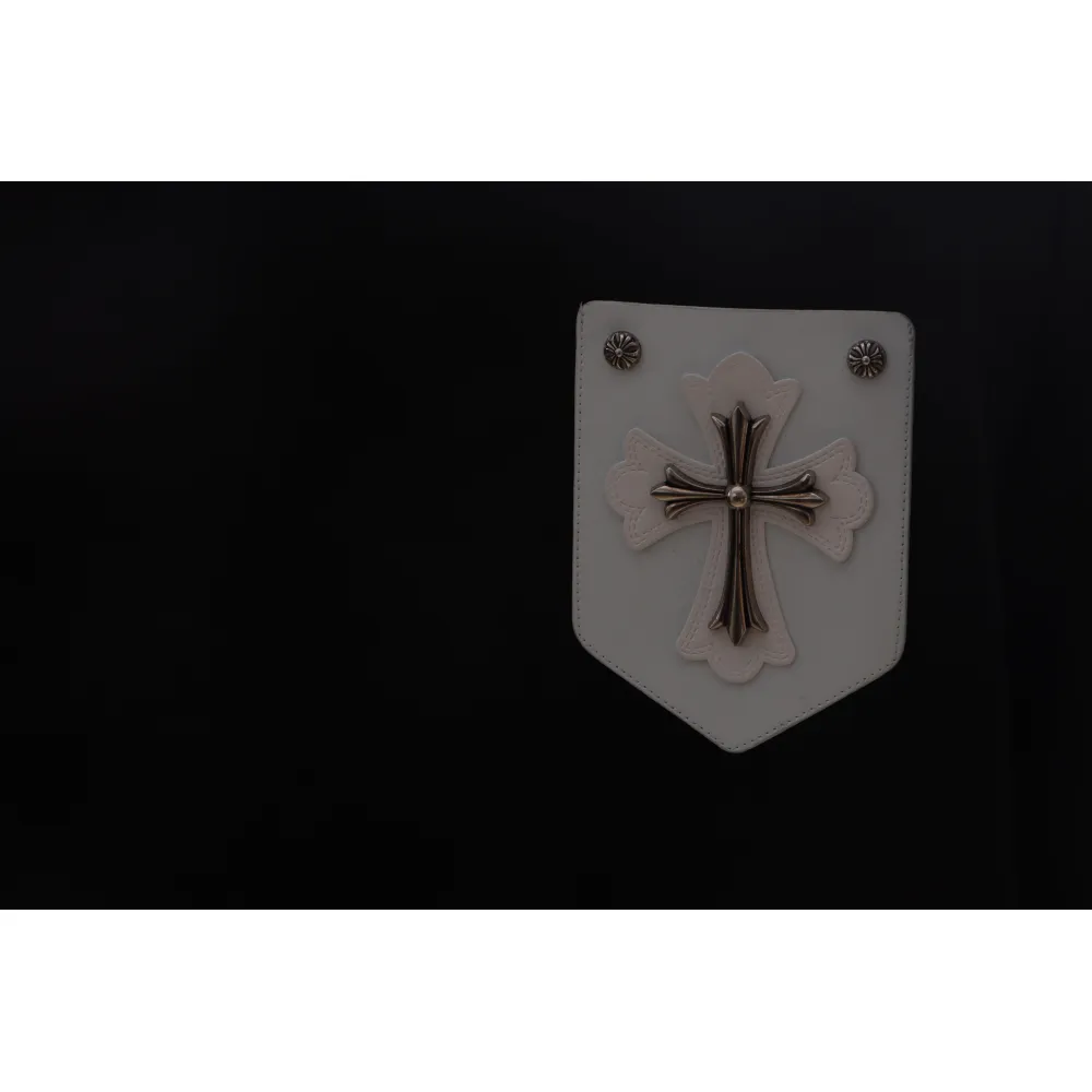 Chrome Hearts chest leather label cross silver short sleeve black