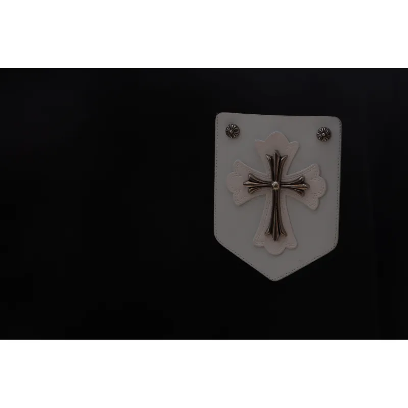 Chrome Hearts chest leather label cross silver short sleeve black