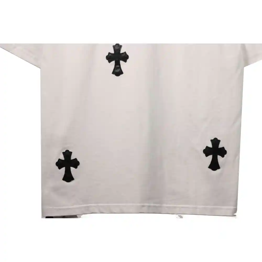 Chrome Hearts chest leather label cross silver short sleeve White