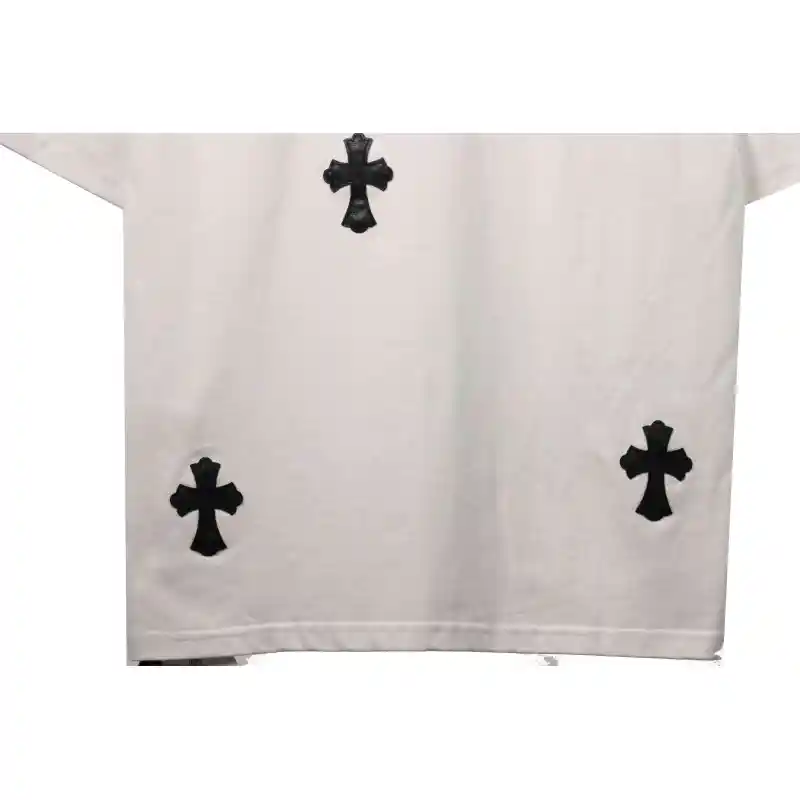 Chrome Hearts chest leather label cross silver short sleeve White