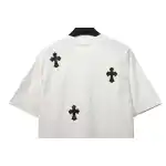Chrome Hearts chest leather label cross silver short sleeve White