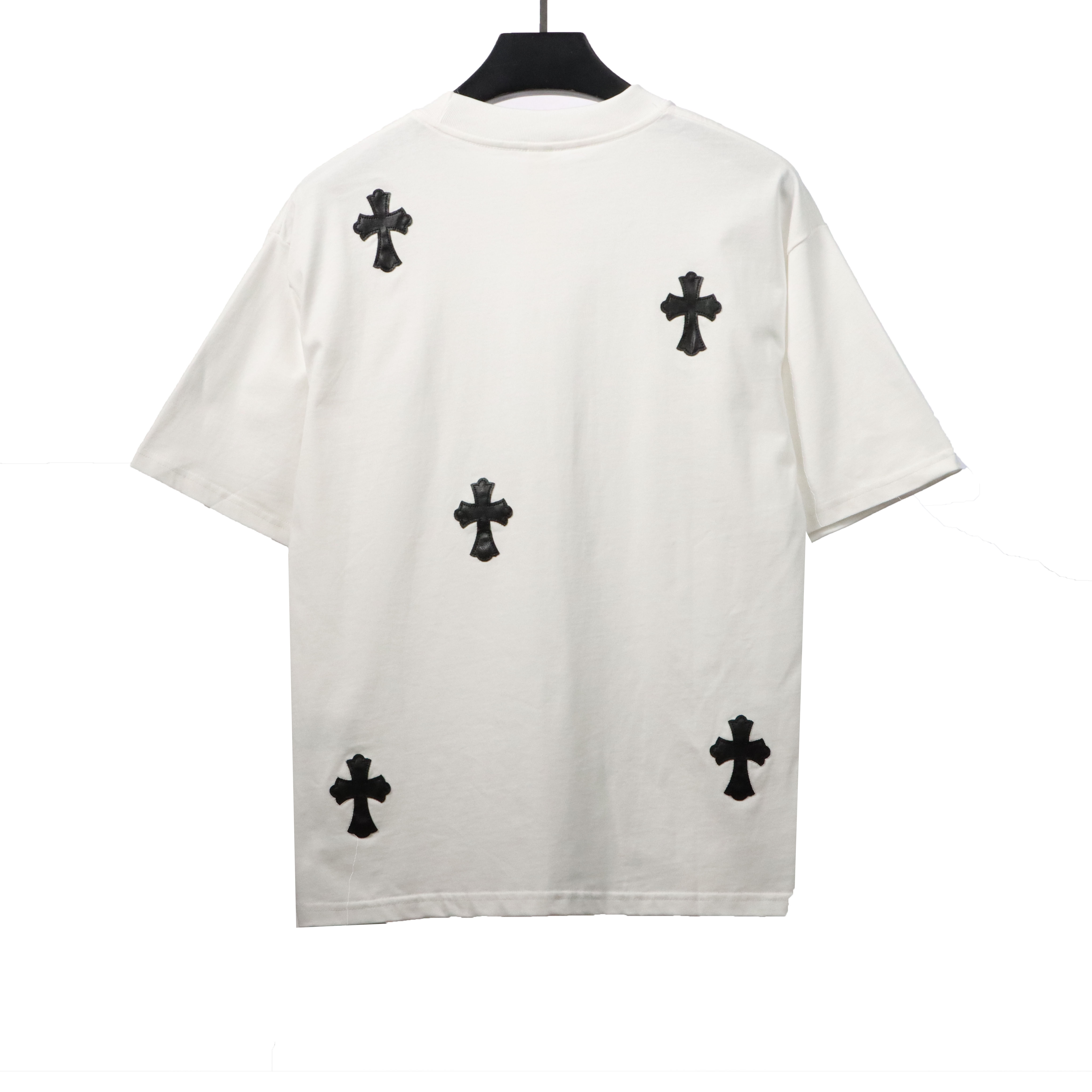 Chrome Hearts chest leather label cross silver short sleeve White