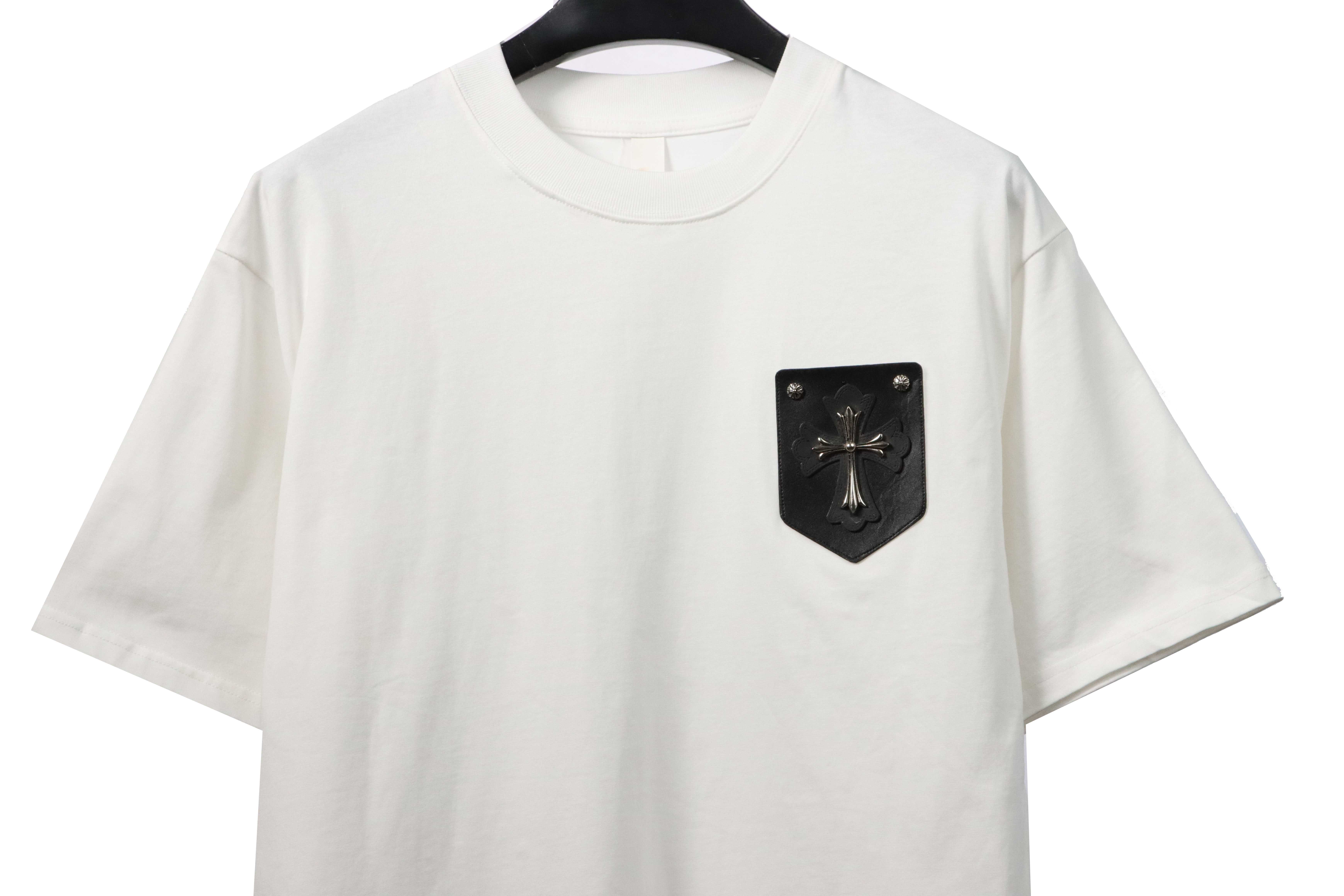Chrome Hearts chest leather label cross silver short sleeve White