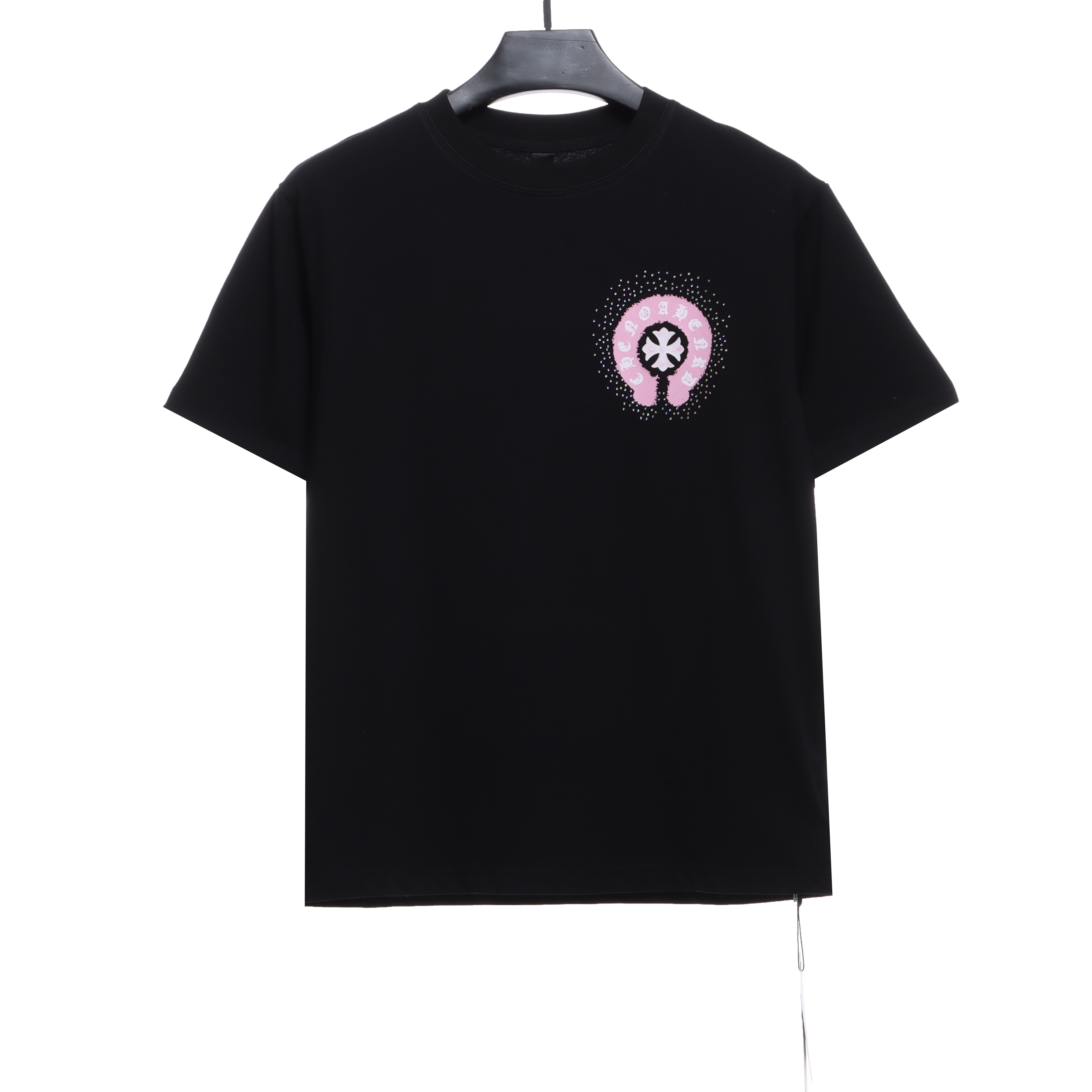 Chrome Hearts Colored Rhinestone Washed Short Sleeve Black