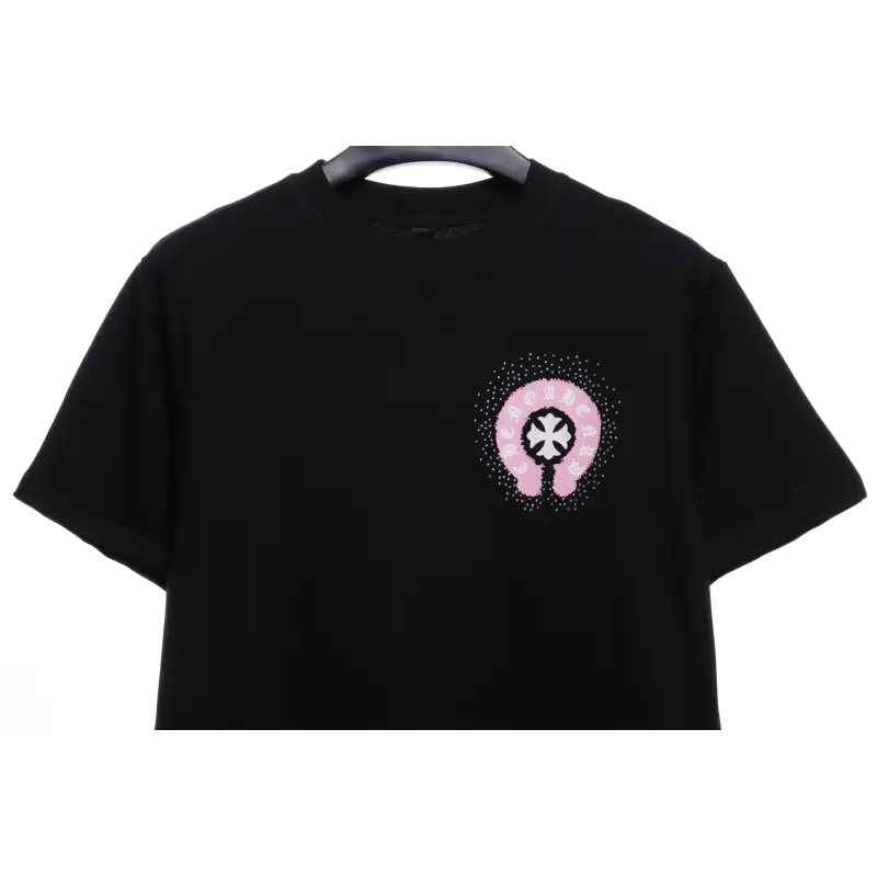 Chrome Hearts Colored Rhinestone Washed Short Sleeve Black