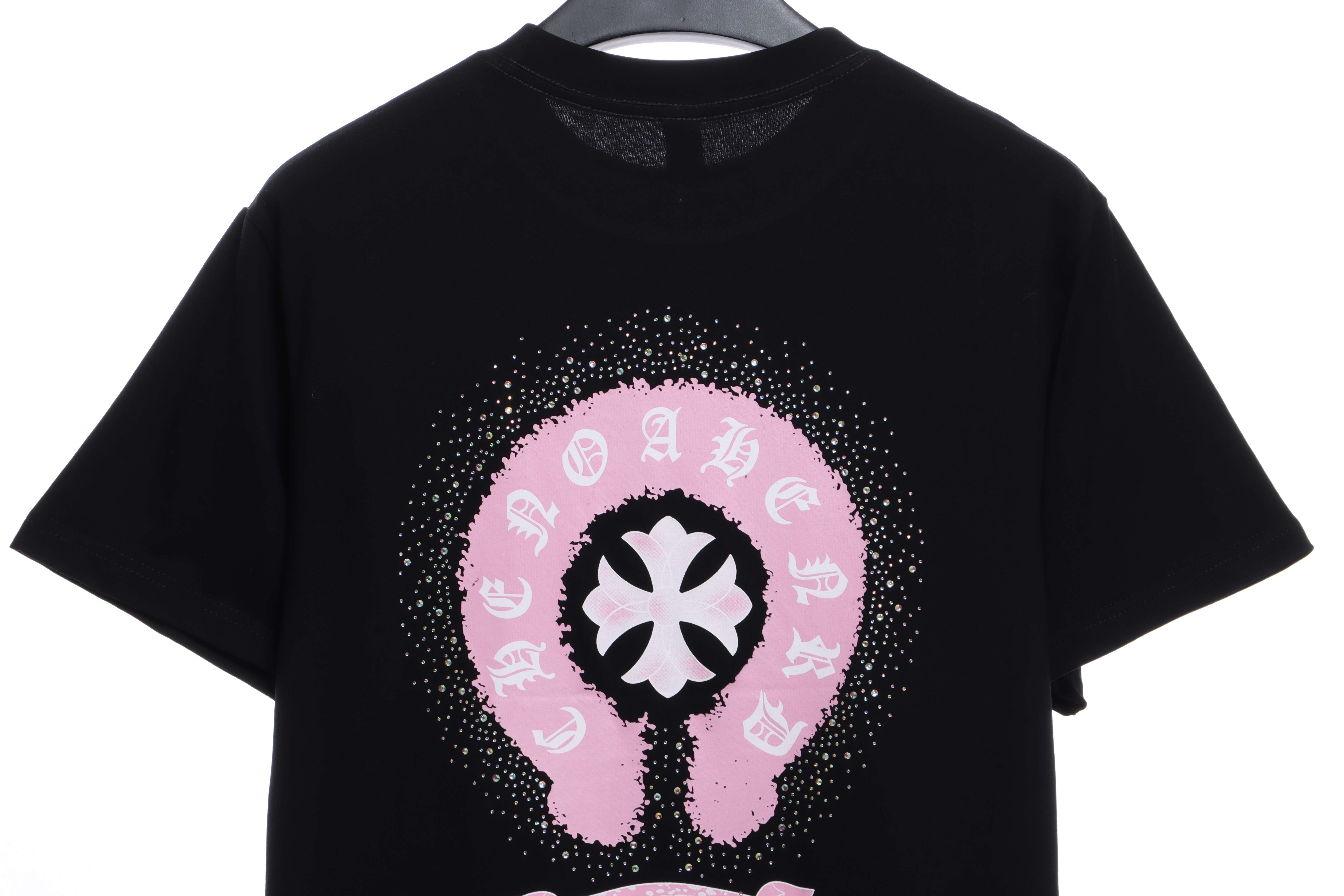 Chrome Hearts Colored Rhinestone Washed Short Sleeve Black