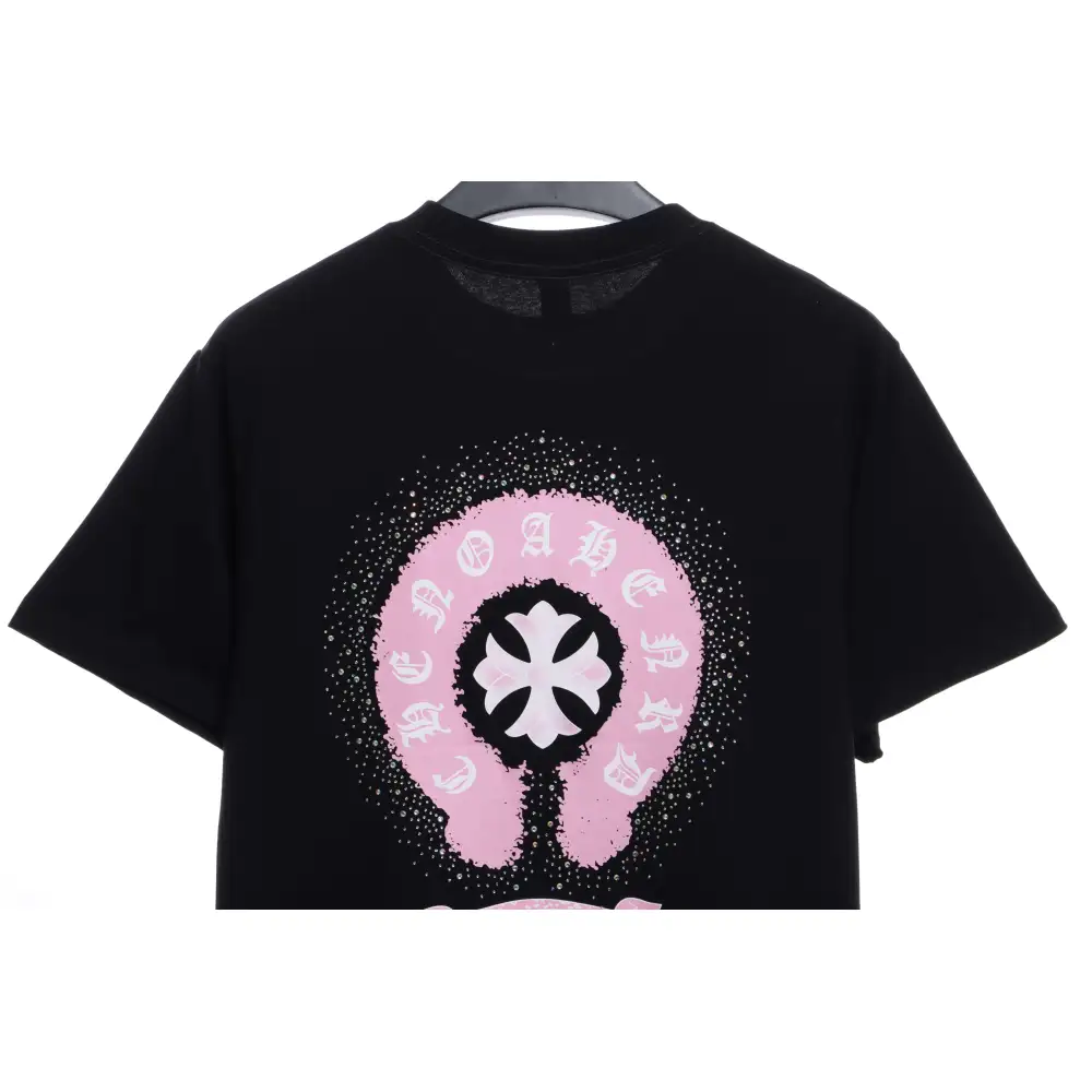 Chrome Hearts Colored Rhinestone Washed Short Sleeve Black