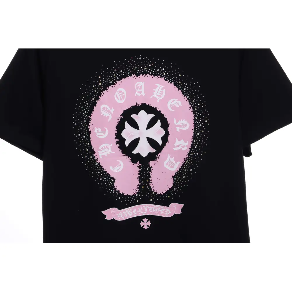 Chrome Hearts Colored Rhinestone Washed Short Sleeve Black