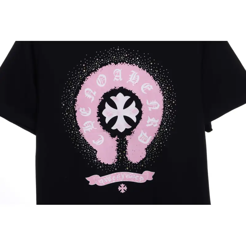 Chrome Hearts Colored Rhinestone Washed Short Sleeve Black