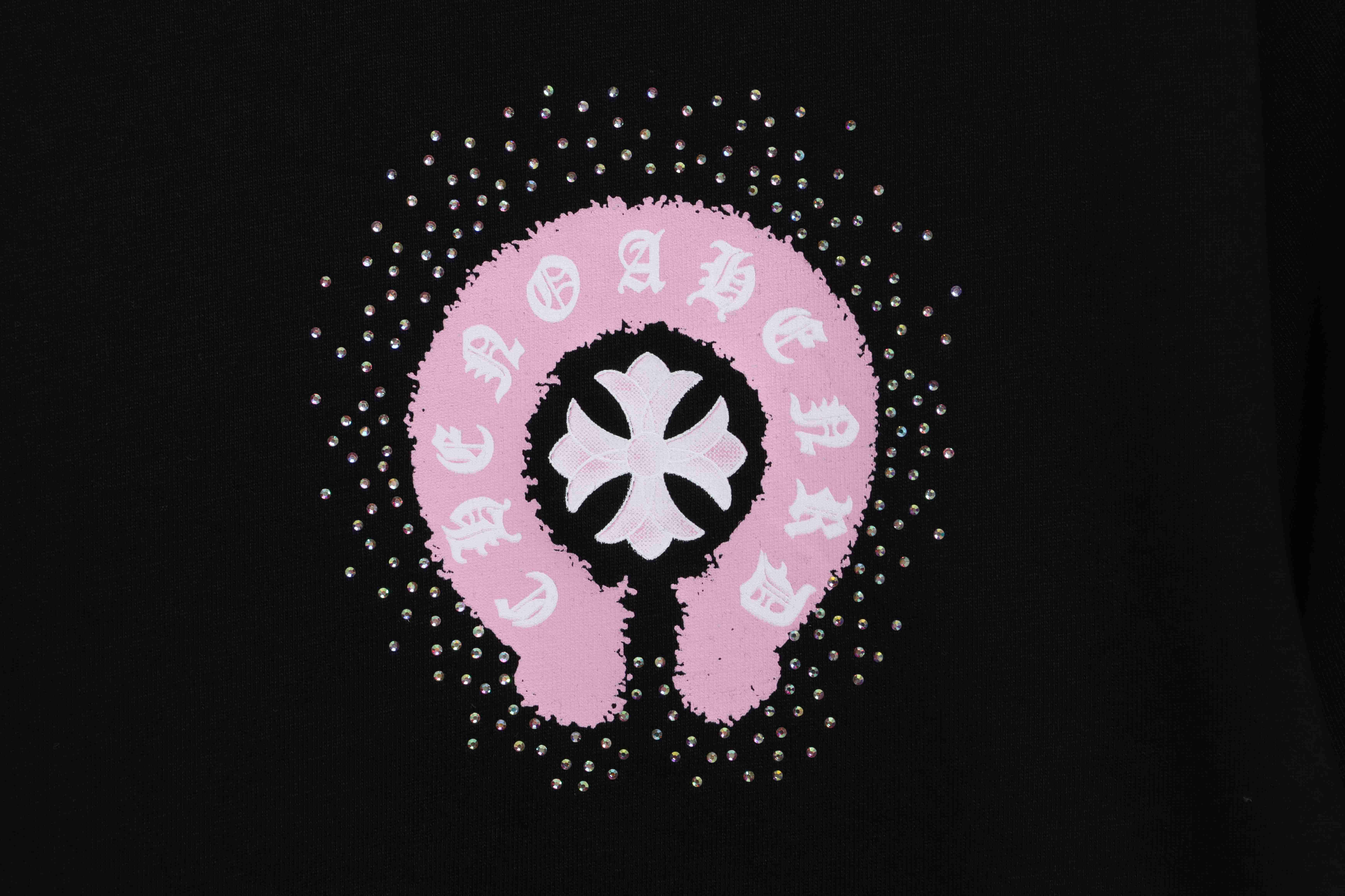 Chrome Hearts Colored Rhinestone Washed Short Sleeve Black