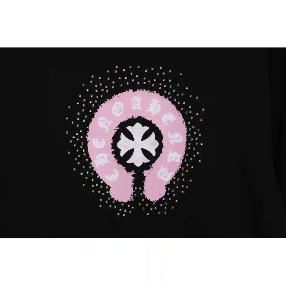Chrome Hearts Colored Rhinestone Washed Short Sleeve Black